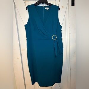Calvin Klein Teal Midi Dress with Ring Detail